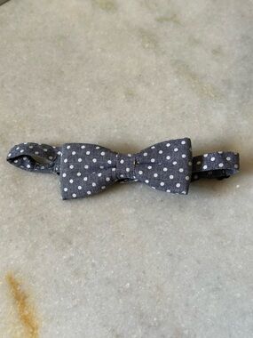 H&M Divided Men's Adjustable Blue Gray Cotton Polka Dot Bow Tie Derby Classic